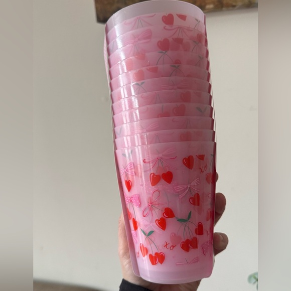 Cupcakes and Cashmere Pink Bow Cherry Reusable Cups Set of 12 - Picture 3 of 4